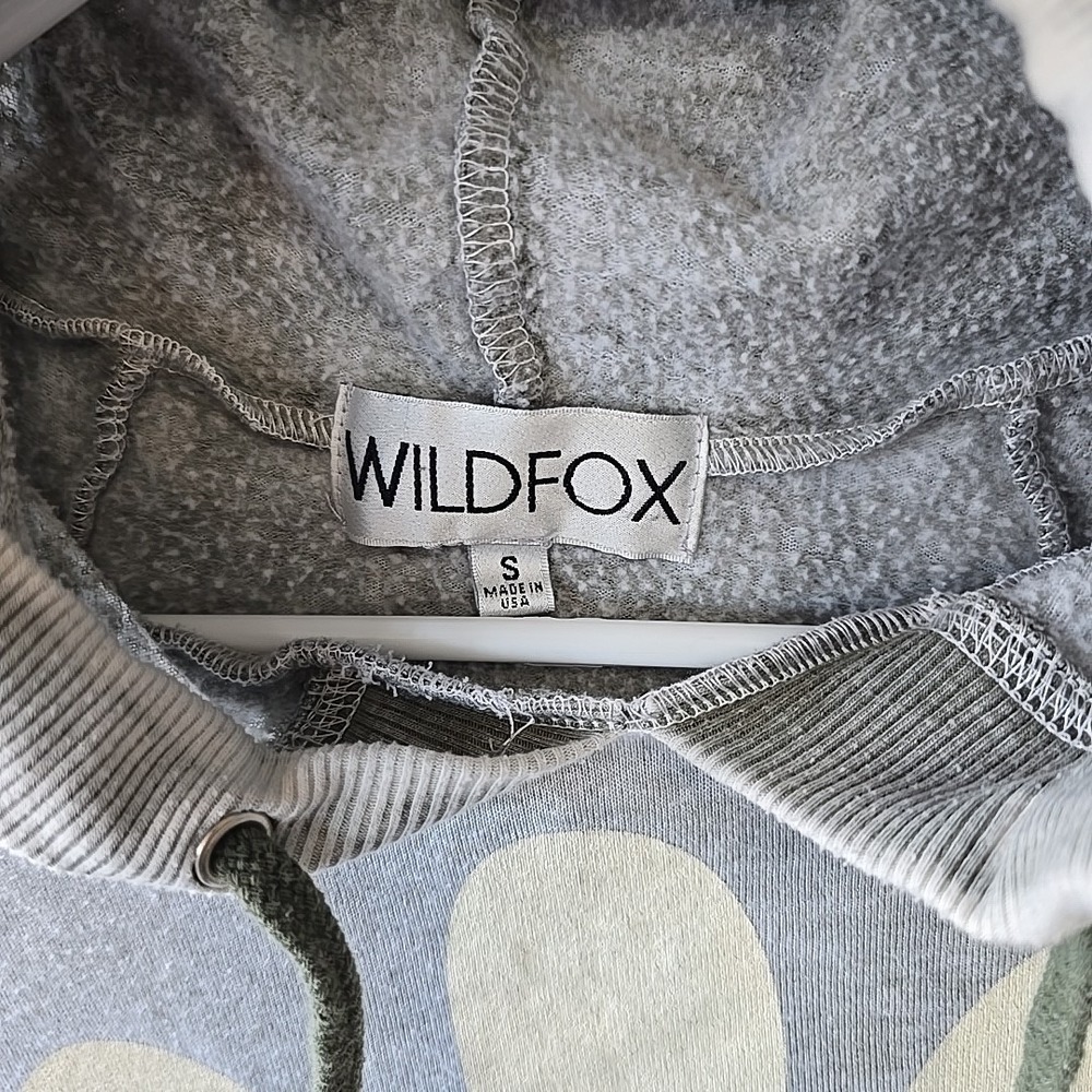 Wildfox Daisy Hoodie Sweatshirt Oversized Gray Faded Look Wide 3/4 Sleeve Sz S - Picture 6 of 14